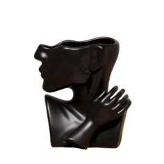Ваза керамика Утончённый профиль 14,5х8х20 см, чёрный No Brand
