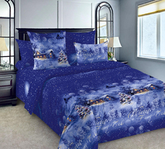 Комплект постельного белья Mercury Home Зимняя сказка евро синий
