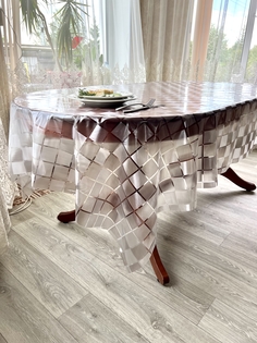 Cиликоновая скатерть PROtect на стол с рисунком прозрачная клеенка 137x120 см 12314