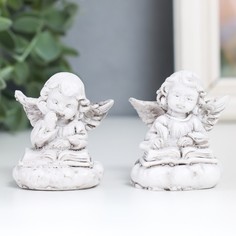 Сувенир полистоун "Белоснежный ангел с книжкой на облаке" МИКС 5х4,5х5,4 см No Brand