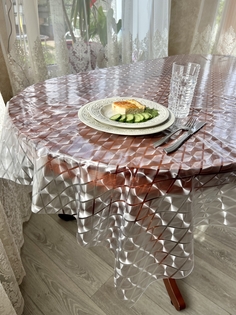 Cиликоновая скатерть PROtect на стол с рисунком прозрачная клеенка 180x137 см 12335