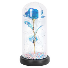 Декоративный светильник Роза синяя в куполе с LED-гирляндой и шариками RK_05s No Brand