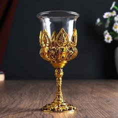 Подсвечник стекло "Наслаждение" 12*6,5*6,5 см, золото No Brand
