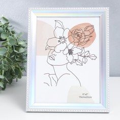 Фоторамка пластик 15х20 см "Точки. Голография серебро" 22,5х17,5 см No Brand