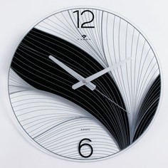 Рубин Часы настенные, серия: Интерьер, "Черный лотос", плавный ход, d-39 см