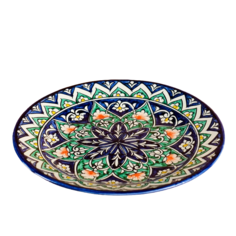 Тарелка Риштанская Керамика "Кора Калам", 23 см, синий Shafran