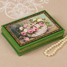 Шкатулка «Розы с полевыми цветами в корзине», 11х16см, Sima-Land 3579616