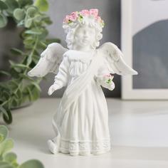 Сувенир полистоун "Белоснежный ангел в кружевном наряде, с розой" 12х10,5х4,3 см No Brand
