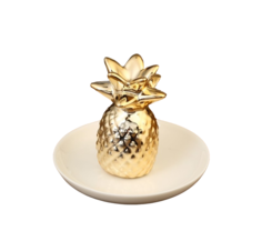 Сувенир керамика подставка под кольца "Ананас" золото 7х10х10 см Sima-Land
