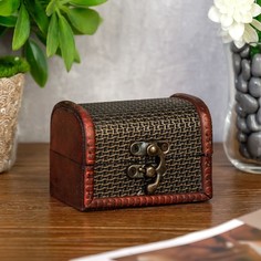 Шкатулка дерево сундучок Сеточка 6х8х5,5 см No Brand