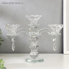 Подсвечник стекло на 3 свечи Канделябр 21х23,5х7,8 см No Brand
