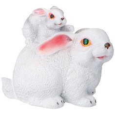 Фигурка декоративная полистоун, Зайцы белые, 18.5х11х23 см, 169-739 No Brand