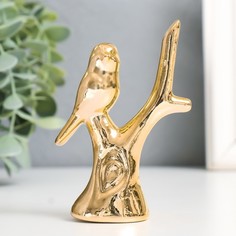 Сувенир керамика "Воробышек на дереве" золото 7,5х3,7х10,5 см No Brand