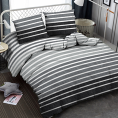 Комплект постельного белья Amore Mio 2-спальный, микрофибра, полосы, 2 наволочки 70х70