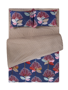 Комплект постельного белья Amore Mio 2-спальный, хлопок, синий, цветы, наволочки 50х70