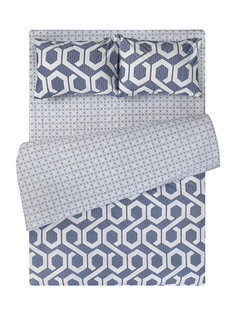 Комплект постельного белья Amore Mio 2-сп, хлопок, голубой, геометрия, наволочки 50х70