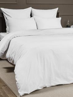 Комплект постельного белья Amore Mio Евро, хлопок, белый, полосы, 4 наволочки 70х70,50х70