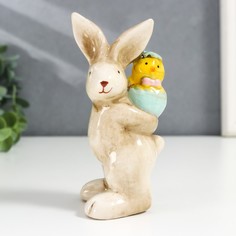 Сувенир керамика "Зайчик с цыплёнком" 7,5х7х13 см No Brand