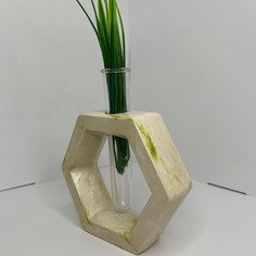 Ваза гипсовая шестигранник ваза интерьерная для цветов No Brand