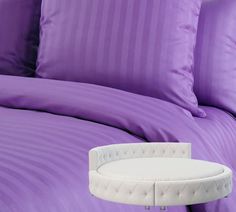 Простыня Maktex круглая из страйп-сатина на резинке 220x220x30 Аметист 1х1