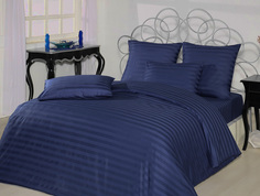 Простыня Maktex из страйп-сатина 280x280 Индиго 1х1