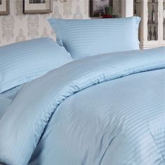 Пододеяльник Maktex из страйп-сатина 240 х 260 Голубой 1х1