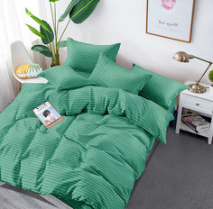 Пододеяльник Maktex из страйп-сатина 220 х 240 Олива 1х1