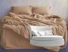 Простыня Maktex круглая из варёного хлопка на резинке 220x220x30 638 Бежевый