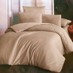 Простыня Maktex из сатина на резинке 200x220x30 Бежевый Люкс
