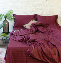 Простыня Maktex из страйп-сатина на резинке 200x220x30 Красный 1х1