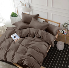 Пододеяльник Maktex из страйп-сатина 220 х 240 Шоколад 1х1
