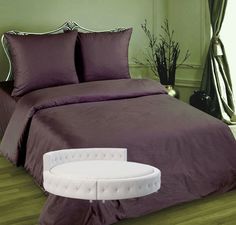 Простыня Maktex круглая из страйп-сатина на резинке 200x200x20 Точки черника