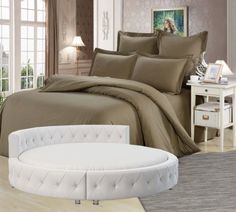 Простыня Maktex круглая из сатина на резинке 230x230x30 Капучино