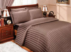 Простыня Maktex из страйп-сатина на резинке 160x200x30 Шоколад 1х1
