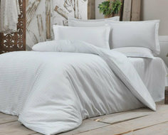 Пододеяльник Maktex из страйп-сатина 200 х 220 Белый 1х1