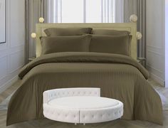 Простыня Maktex круглая из страйп сатина на резинке 200x200x20 Шоколад 1х1