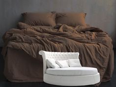 Простыня Maktex круглая из варёного хлопка на резинке 220x220x30 181222 Коричневый