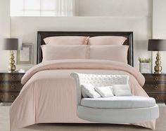 Простыня Maktex круглая из страйп-сатина на резинке 230x230x40 Пудра 0,5х0,5