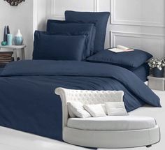 Простыня Maktex круглая из варёного хлопка на резинке 200x200x20 339 Синий
