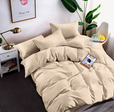 Простыня Maktex из страйп-сатина со швами 280x280 Пудра светлая полоса 1х1