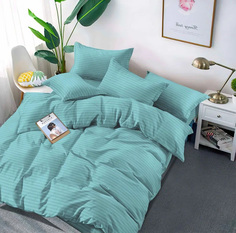 Пододеяльник Maktex из страйп-сатина 220 х 240 Аква 1х1