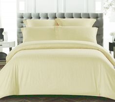 Простыня Maktex из страйп-сатина на резинке 180x190x30 Шампань 1х1