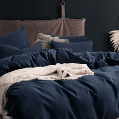 Простыня Maktex из сатина на резинке 160x200x30 Синий