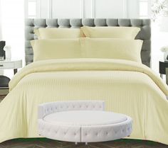Простыня Maktex круглая из страйп-сатина на резинке 220x220x30 Шампань 1х1