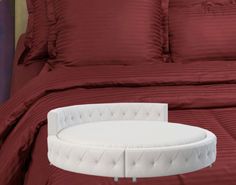 Простыня Maktex круглая из страйп сатина на резинке 210x210x30 Красный 1х1