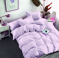 Простыня Maktex из страйп-сатина на резинке 200x220x30 Светлая лаванда 1х1