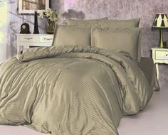 Простыня Maktex из страйп-сатина на резинке 160x200x20 Миндаль 1х1