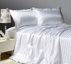 Простыня Maktex из тенселя 180x220 60S Белый Страйп 1х1