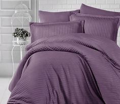 Пододеяльник Maktex из страйп-сатина 240 х 260 Черника 1х1