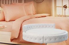 Простыня Maktex круглая из страйп сатина на резинке 230x230x30 Мускусная дыня 1х1